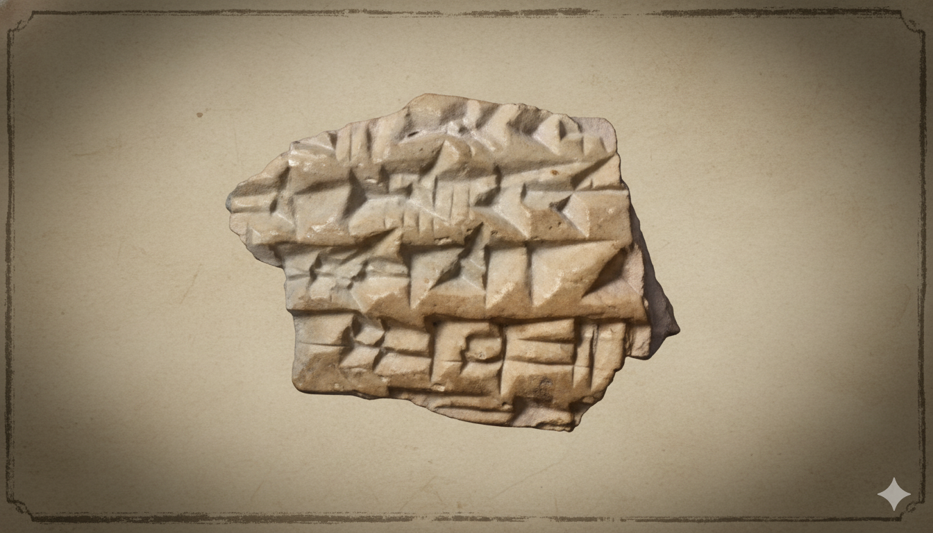 A stone fragment with Assyrian cuneiform script found in Jerusalem.