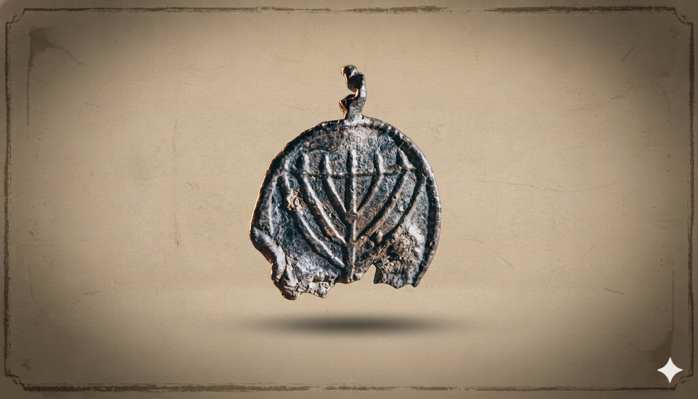 A rare lead menorah pendant unearthed near the Temple Mount, dating to the Byzantine period.