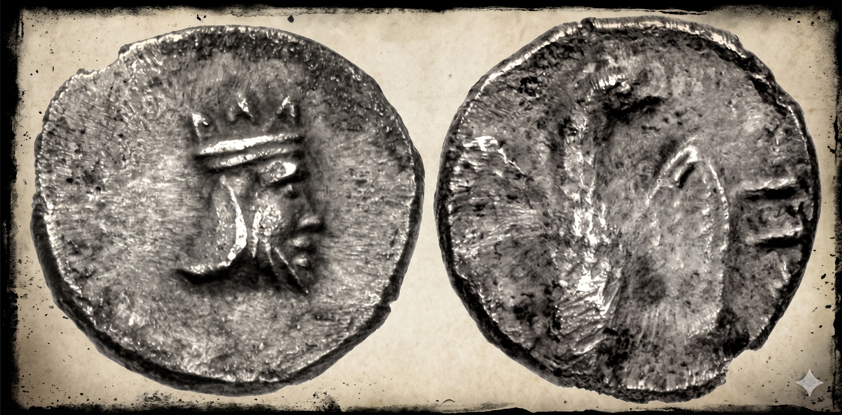 A silver Yehud coin bearing the Paleo-Hebrew inscription YHD, from the Persian Period in Judah.